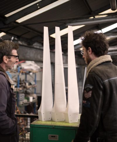 admiring 3D-printed PLA blades ...