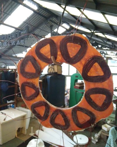 Windturbine stator with 9 coils End result after removing the mould